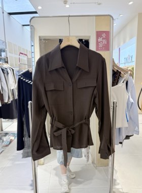 3NUX2026秋新款显瘦高品质休闲长袖常规翻领系带常规合体衬衫