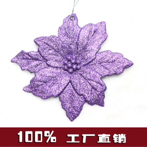 圣诞节金粉小挂件圣诞花圣诞树装饰彩色叶子橱窗玻璃门墙柱子贴