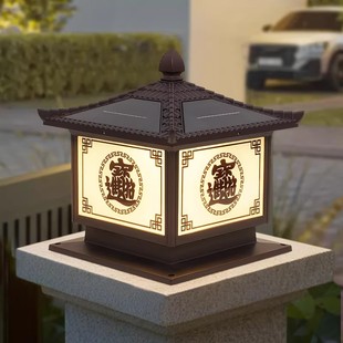 2026新款太阳能柱头灯门柱灯户外防水灯别墅灯太阳能柱子庭院灯