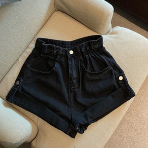 RM15091#夏季复古卷边牛仔短裤高腰宽松阔腿裤辣妹热裤