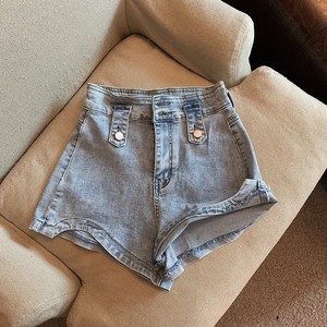 RM13523#夏季辣妹高腰牛仔裤不规则时尚热裤