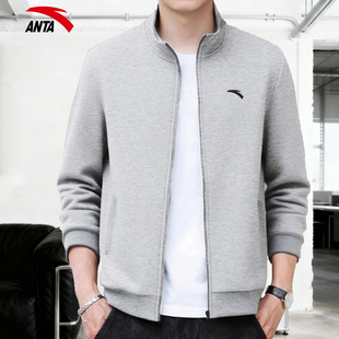 安踏外套男款2026新款针织休闲立领夹克男士宽松长袖运动上衣正品