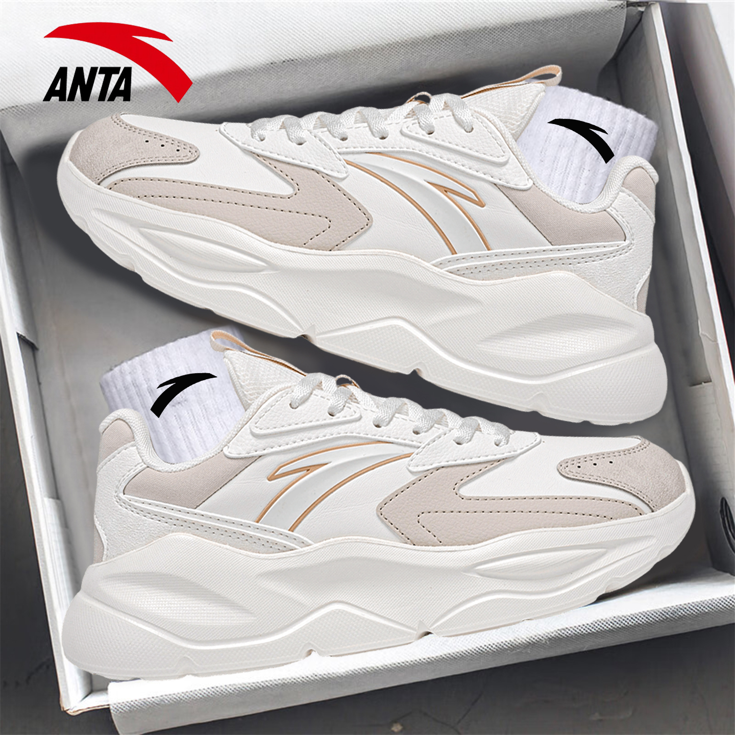 安踏女鞋新款运动鞋厚底休闲鞋女