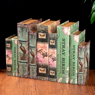 定制新款 饰假书盒三件套复古怀旧田园风饰品礼品盒子 仿真书道具装