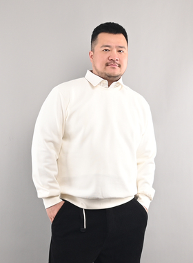 UM工作室精工假两件衬衫领商务休闲卫衣2024新款春秋