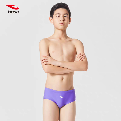 hosa浩沙泳衣男孩小平角泳裤纯净素色短平角男士游泳裤专业训练