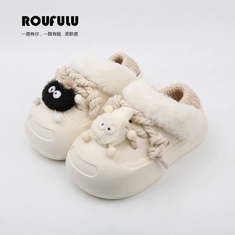鹿创优品@可爱少女学院风棉拖鞋