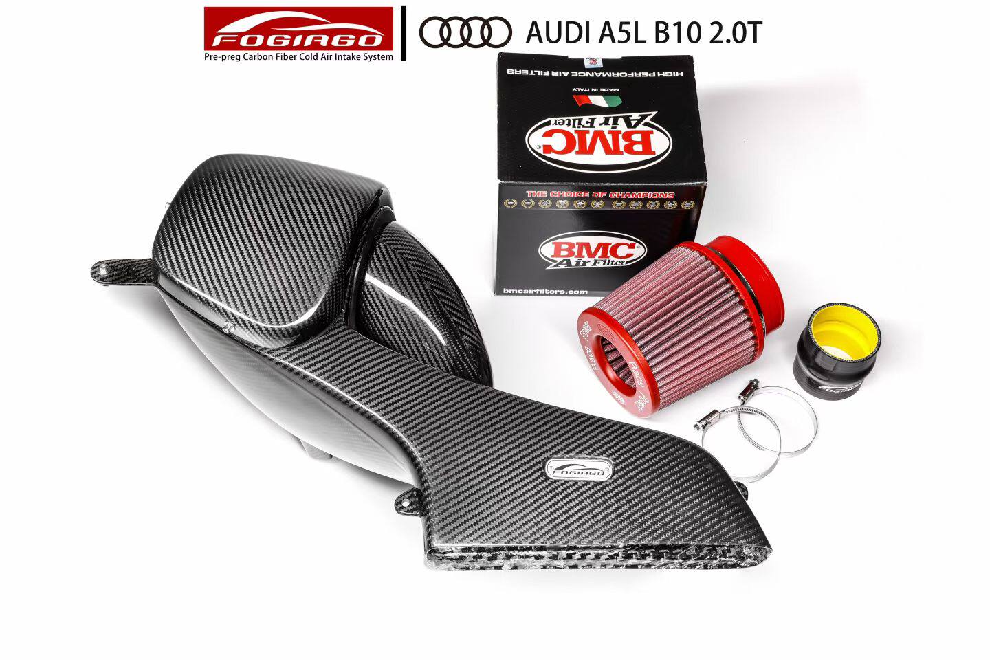 适配新款奥迪A5L B10 A6L C9改装进气冬菇头FOGIAGO风箱碳纤维