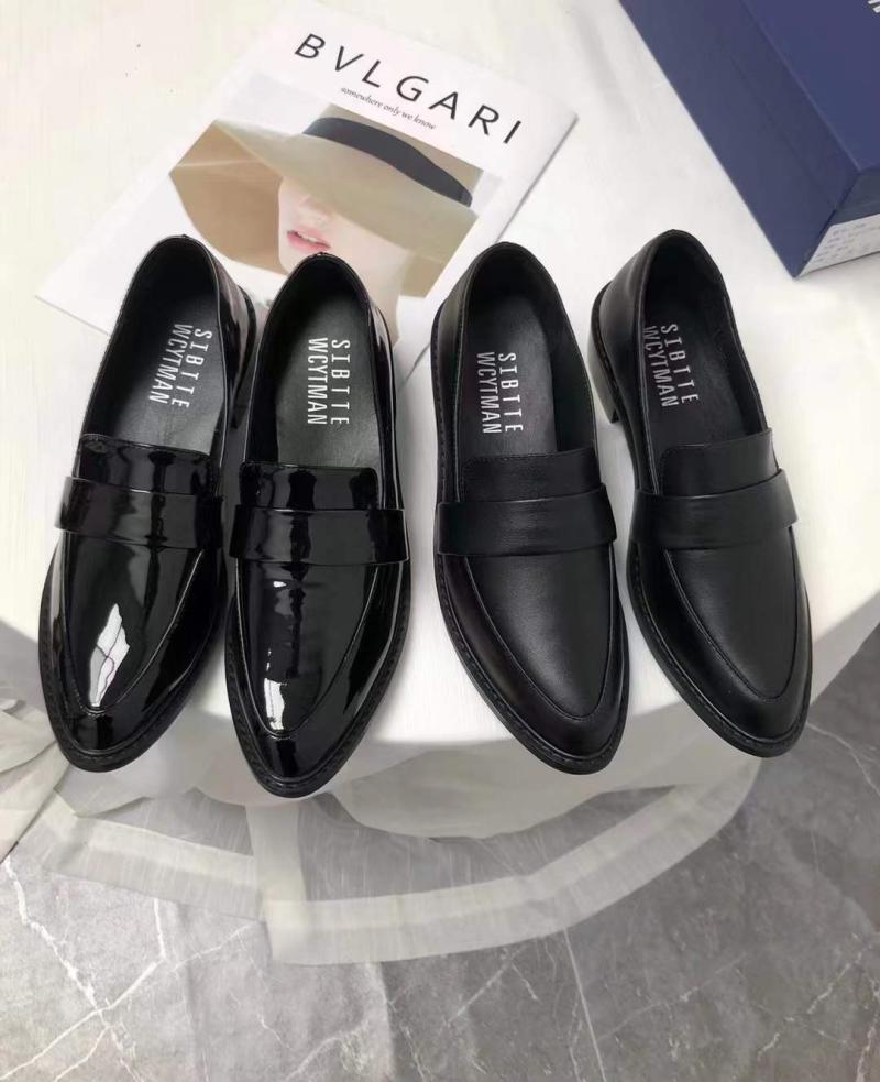 粗跟乐福欧美柔软羊皮女鞋百搭