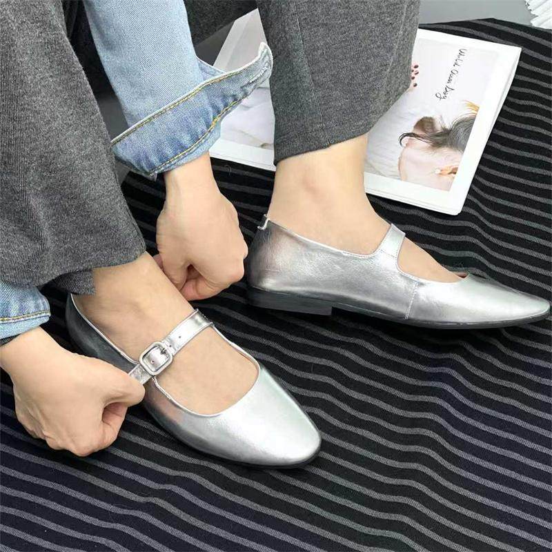 SIBTTE WCYTMAN法式气质浅口小银鞋平底玛丽珍单鞋女2025春夏新款