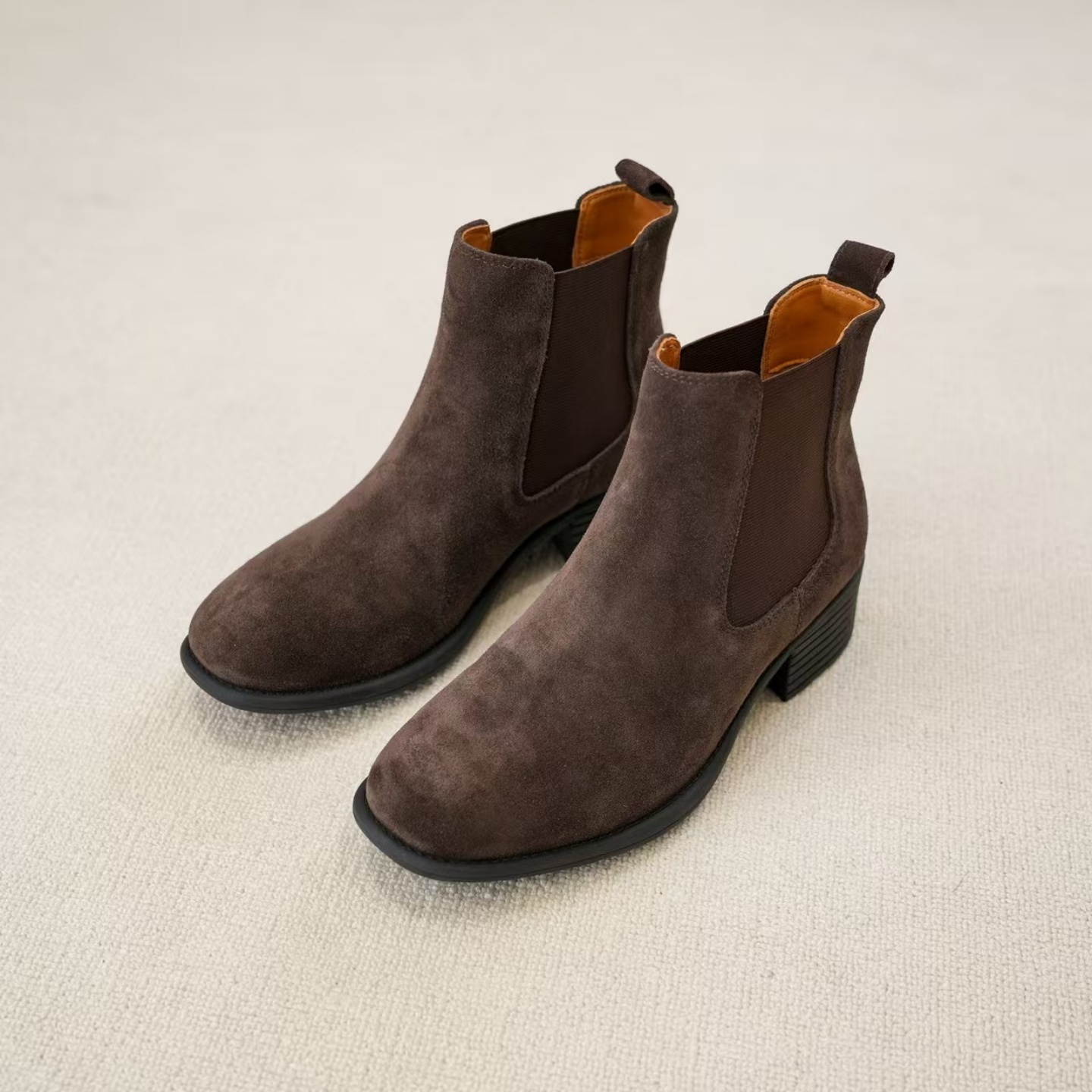 德芙琳2025新款圆头短靴切尔西靴