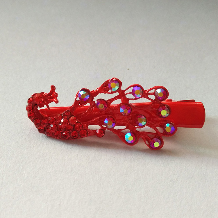 闽南嫁娶新娘头饰发夹边夹配饰红色水钻发饰头花结婚首饰女纯红钻