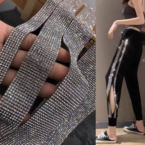 水钻条衣服自粘贴条运动裤裤侧边贴钻背胶饰品钻石贴钻 diy材料