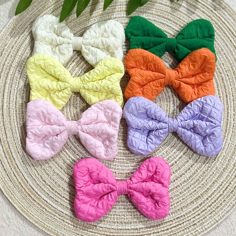 新款韩版时尚儿童领结小清新蝴蝶结娃娃鸭嘴夹配件涤纶糖果色布艺