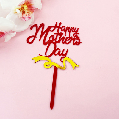 母亲节快乐蛋糕装饰插件Happy Mothers Day双层亚克力蛋糕插牌