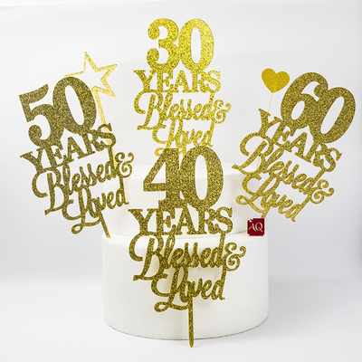 数字18 30 40 50 60 70Years blessed loved结婚周年蛋糕装饰插牌