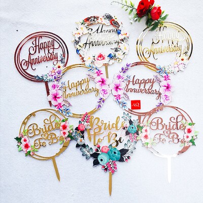 花朵Bridetobe蛋糕亚克力插牌