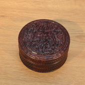 红木首饰盒手串盒红酸枝圆形双龙戏珠首饰盒浮雕红木手串饰品盒u.