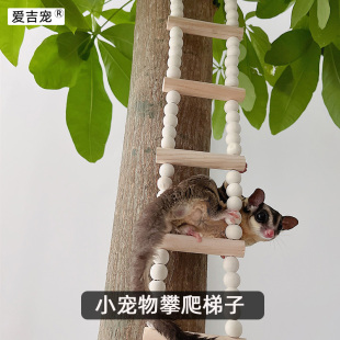 鹦鹉爬梯蜜袋鼯楼梯小宠物木质玩具造景用品鸟笼可弯曲攀爬梯子