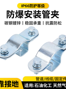 防爆安装管夹卡箍管卡 4分6分1寸304不锈钢固定镀锌管DN20碳钢
