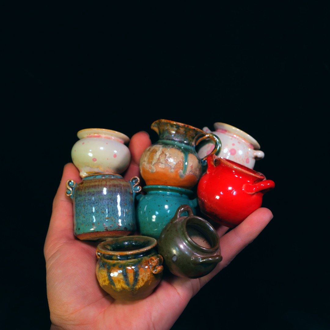 景德镇窑变双耳透气办公室桌面假花摆件多肉陶瓷大蘑菇控养小花盆,鲜花速递/花卉仿真/绿植园艺,花盆,淘宝优惠券,粉丝福利购,淘宝优惠卷