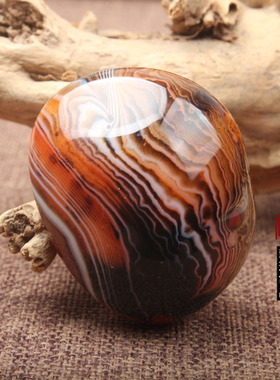 天然马达加斯加缠丝玛瑙把玩 摆件 山水画 日出风景图案 半宝石