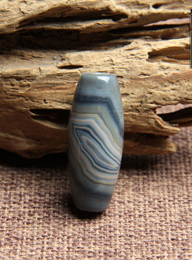 天然蓝沁缠丝玛瑙勒子天眼天珠药师单珠线珠天珠锁骨链一图一物