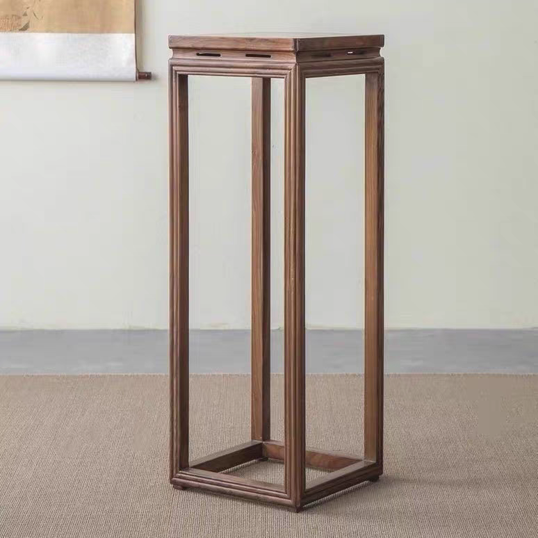 新中式实木花架落地式简约阳台加高盆栽花几老榆木鱼缸古董摆件架