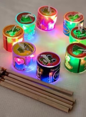 闪光LED开心蛤蟆鼓卡通吉祥摇鼓转转响玩具江湖地摊庙会益智玩具