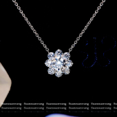 爆闪太阳花 定制D色八心八箭切工仿真钻sunflower锦簇925银项链