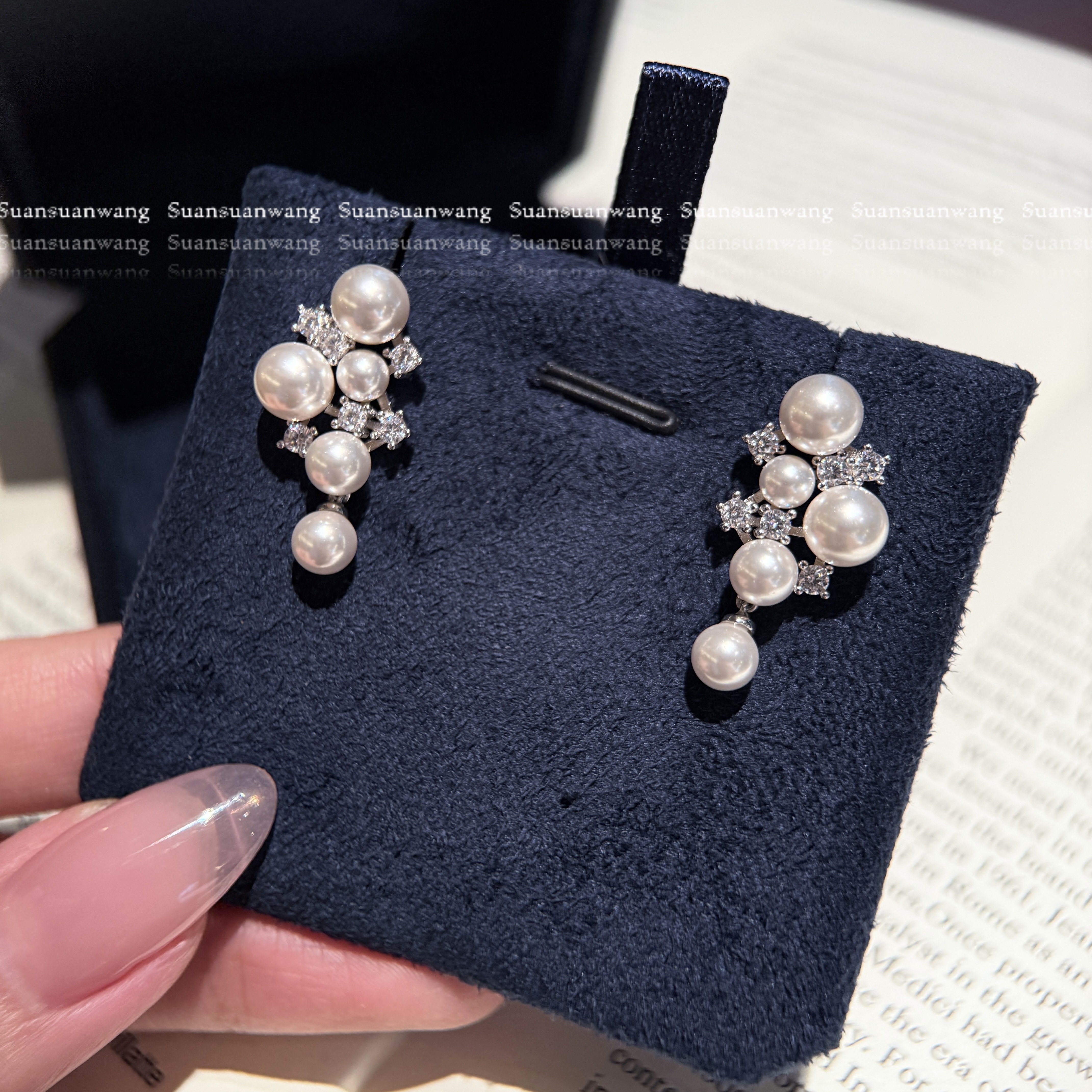 SSW璀璨星光珍珠耳钉S925银耳饰