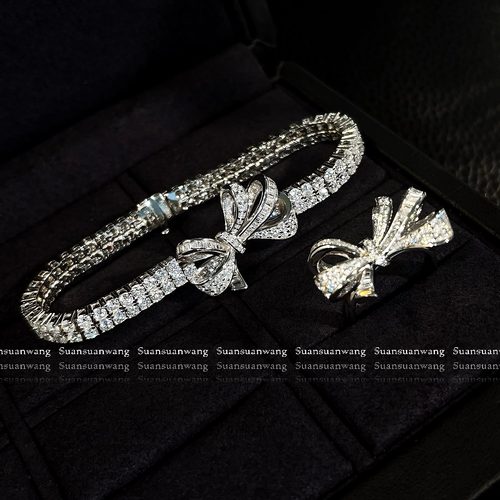 蝴蝶结系列S925银镀18k白金