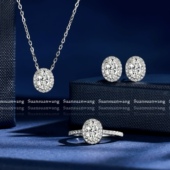 H家the one鸽子蛋1克拉3.5克拉钻戒项链耳钉订婚结婚戒指925银