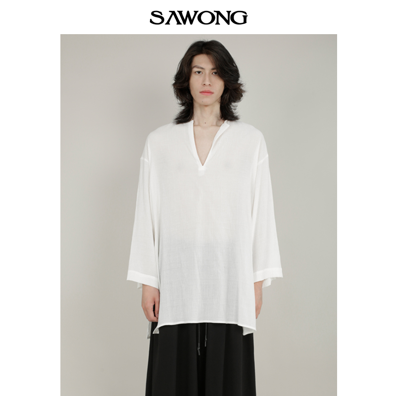 SAWONG九分袖日系文艺v领