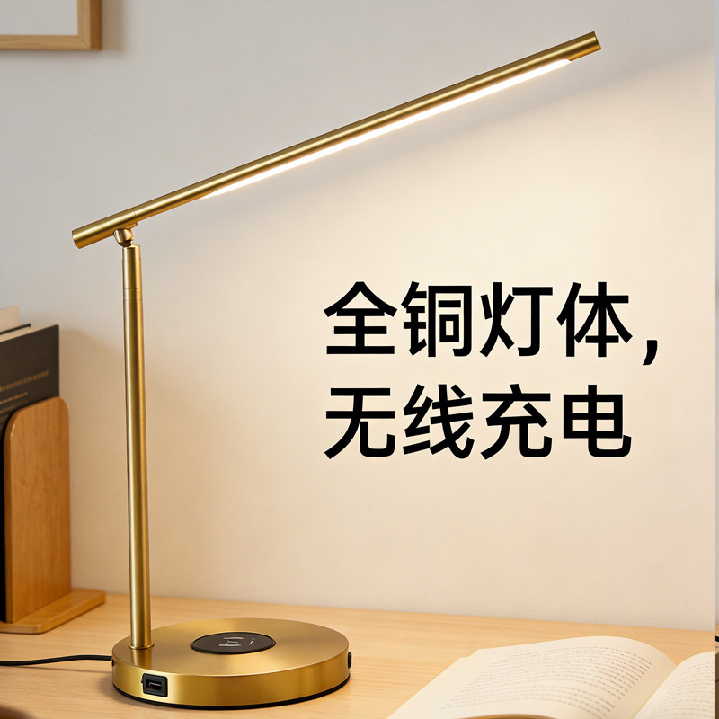 一款给手机无线充电全铜学习台灯