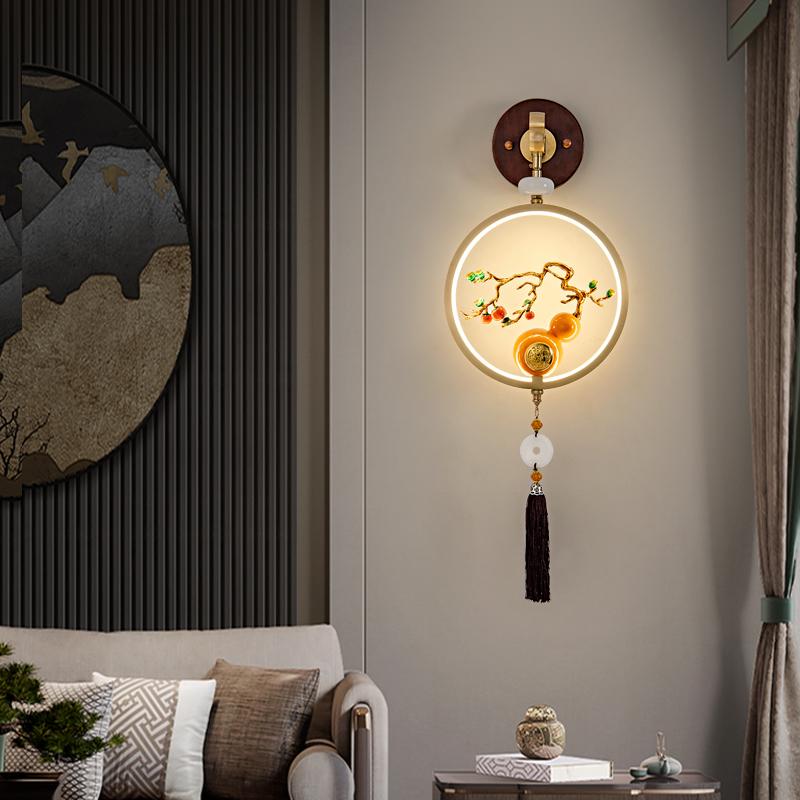 新中式全铜乌檀木壁灯