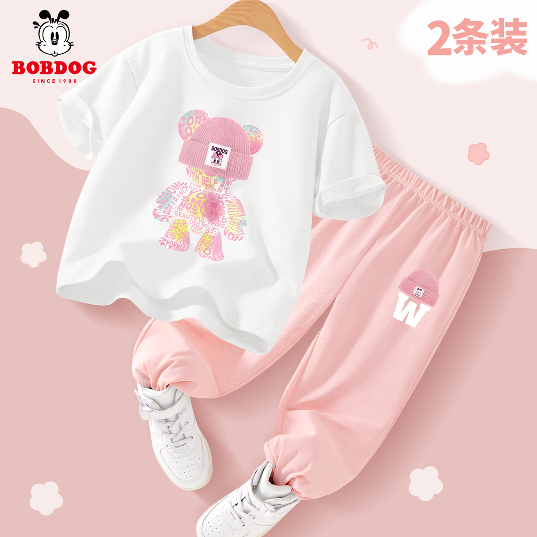 巴布豆短袖防蚊裤女童套装