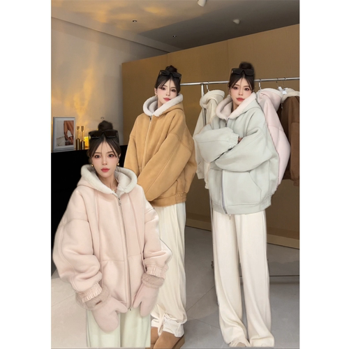 爆款加绒宽松秋冬连帽棉衣