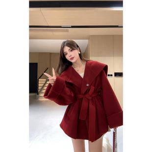 8901 大翻领加厚双面羊毛羊绒毛呢大衣外套 NN家 天使之翼