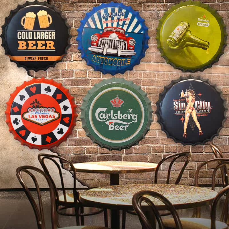 Retro iron art beer cover wall hanging decoration bar在类目 家居饰品, 壁饰中 - 来自Buy2taobao.com提供专业的淘宝代购服务