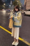 已出货新款羊羔毛拼接粗花呢大衣加棉加厚8260-P155K228，女装短外套，红依娜