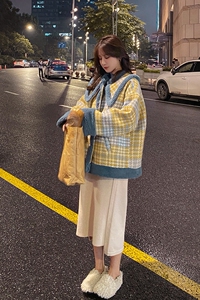 已出货新款羊羔毛拼接粗花呢大衣加棉加厚8260-P155     K228图片