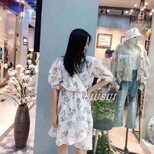 2019夏季新款真丝棉拼接碎花连衣裙1