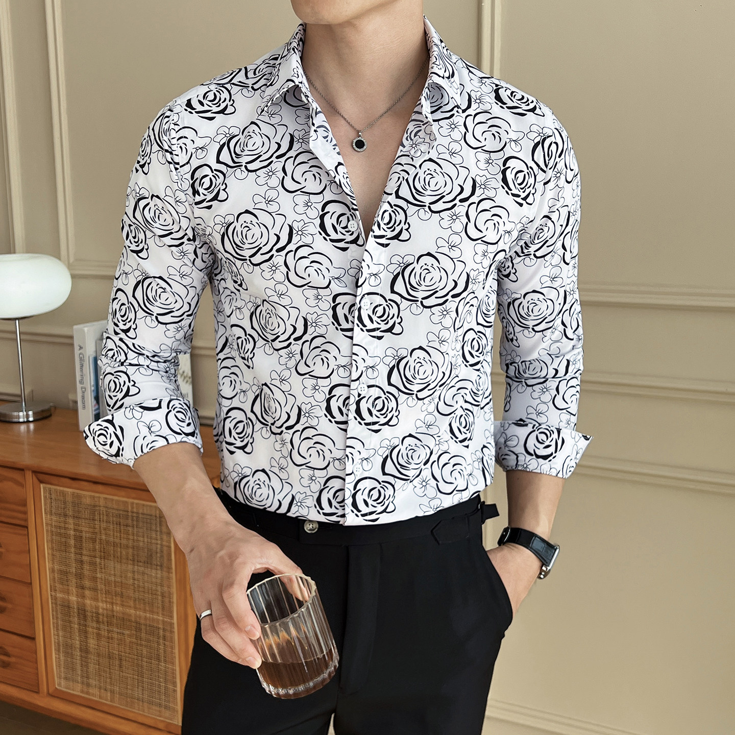 2025秋季新款男士长袖衬衫印花衬衣上衣A311-CSZ7811-P38,男装衬衫,电商A311
