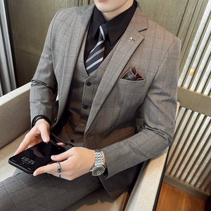2025秋季新西装套装修身休闲商务大码工西服男士礼服SJT9988-P285图片