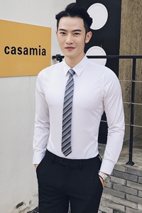 男长袖修身韩版男士衬衣纯色帅气青年商务职业正装寸衫CS109-P28图片