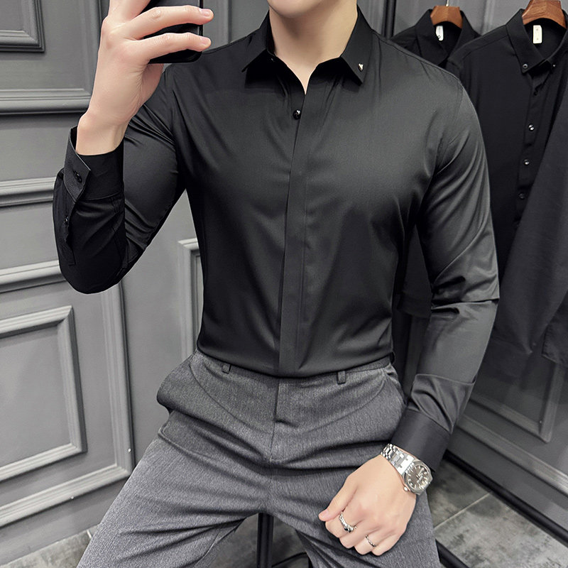 2025春秋季青年无痕衬衫男长袖商务休闲衬衣A311-CS3061-P68,男装衬衫,电商A311