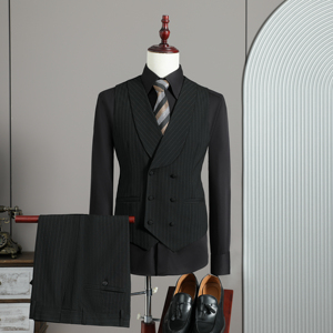 2026伴郎服兄弟装团条纹马甲裤春季礼服婚礼结婚MJT9022-P135图片