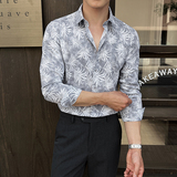 2025秋冬新男士长袖衬衫商务寸衫发型师方领衬衫A311-CSZ7791-P58，男装衬衫，电商A311