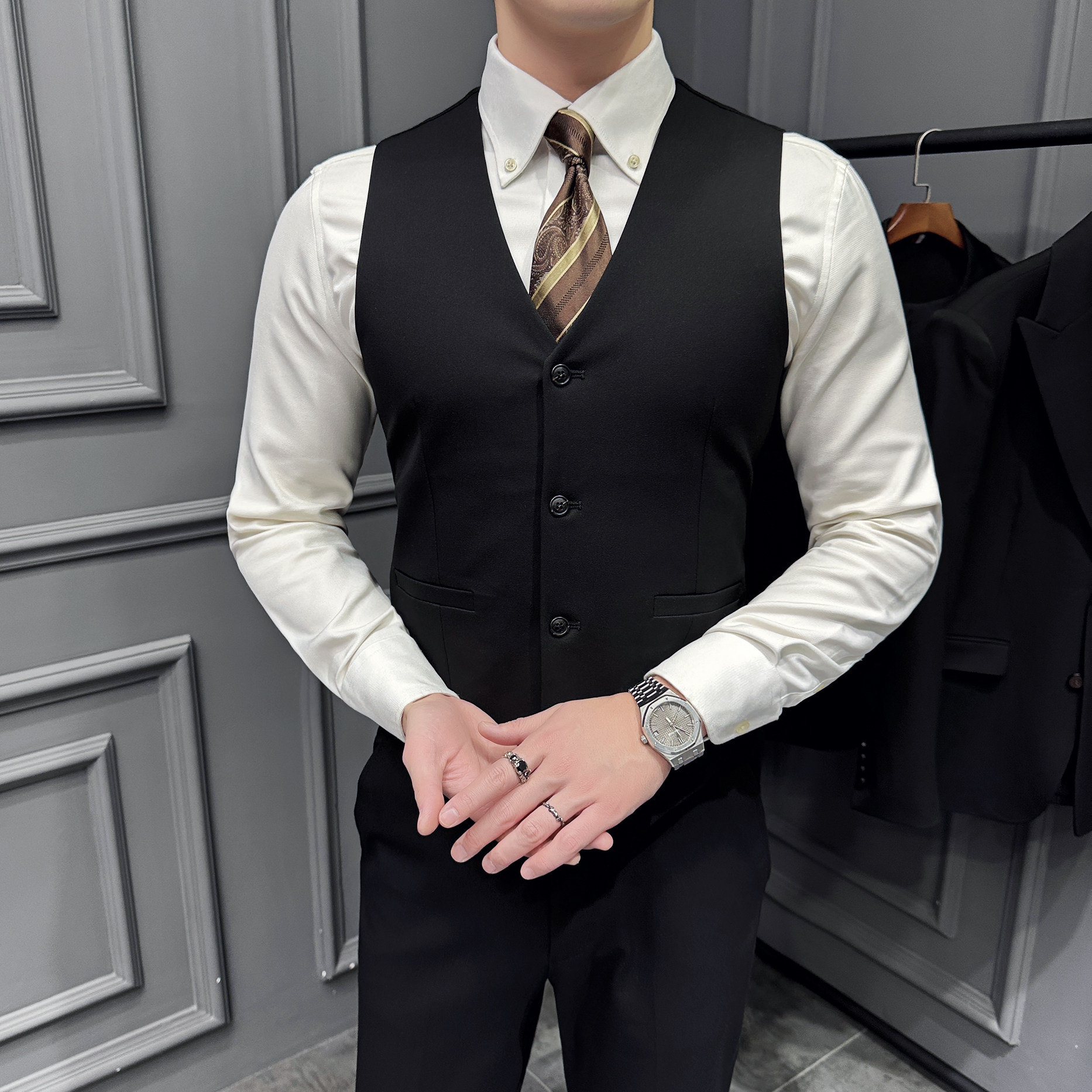 2025春季男马甲套工作服职业装男式少爷马夹套A311-MJT6888-P110,男装背心/马甲,电商A311